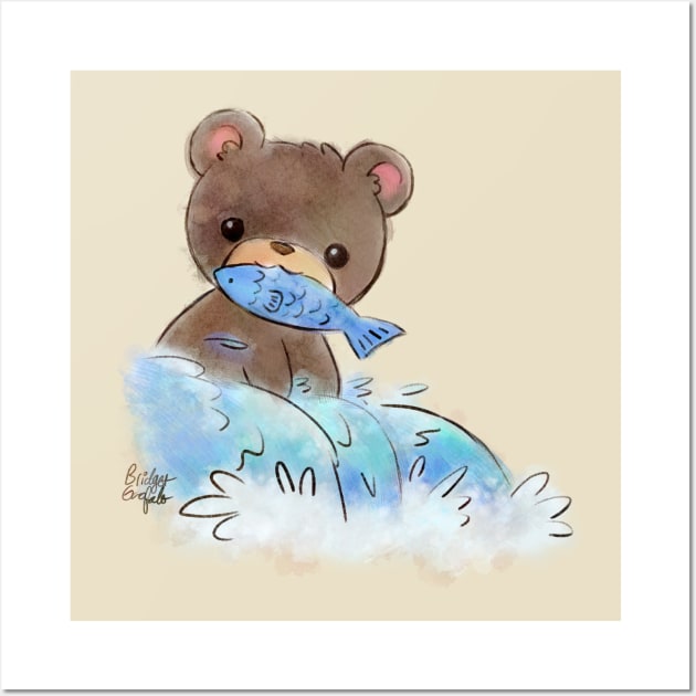 Hungry Bear - Cute Kawaii Kids Nursery Watercolor Art Wall Art by BonBonBunny